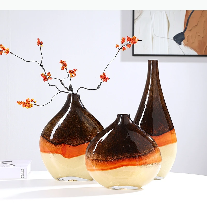 Glass Vase Colored Gradient Thick Glass Bottle Hydroponics Terrarium Flower Arrangement Accessories Home Decoration
