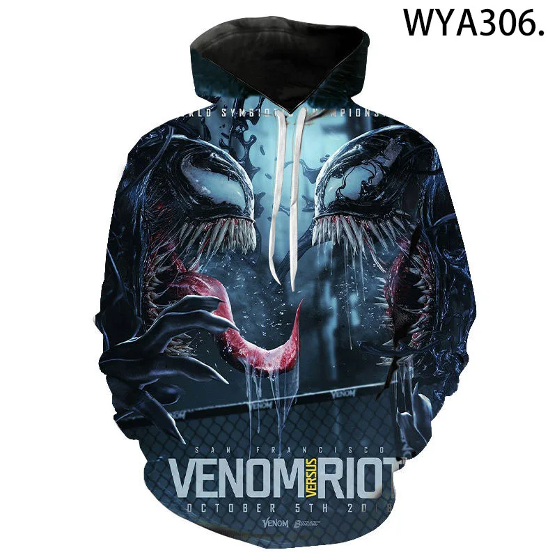 Miniso Venom Spring Fall Hoodies Casual Men Women Children Fashion Sweatshirts 3D Printed Streetwear Boy Girl Kids Cool Coat