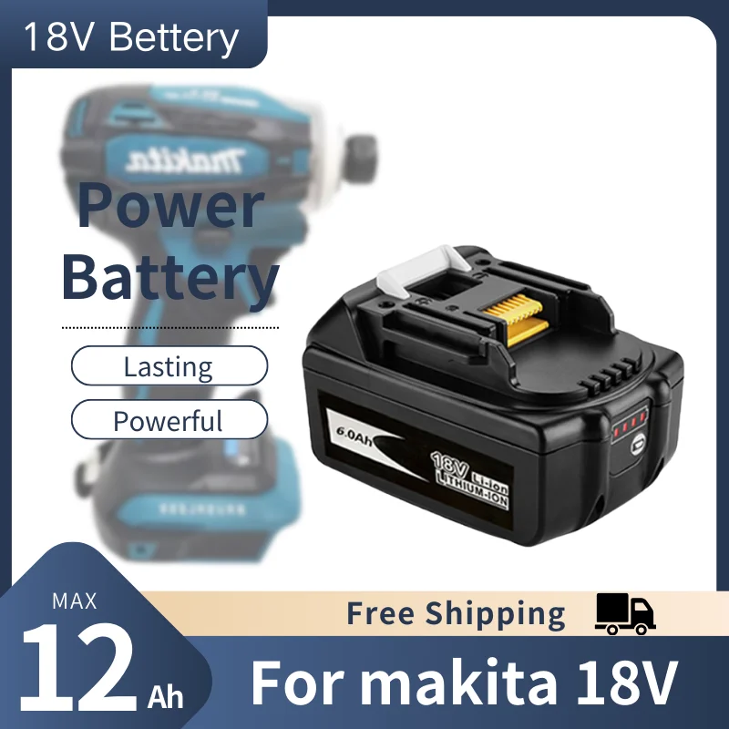 For Makita 18V Lithium ion Battery 6Ah 9Ah 12Ah Charger EU US BL1830B BL1850B BL1850 BL1840 BL1860 BL1815 Electric Tools Drill