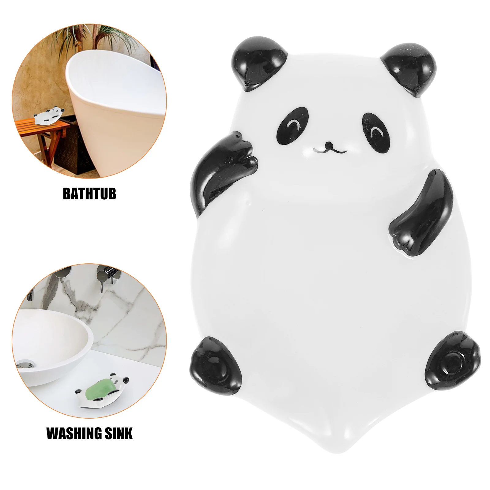 

Ceramic Panda Soap Holder with Drainage for Bathroom Shower Sink Vanity Countertop Use Soap Dish Bathroom Supplies,