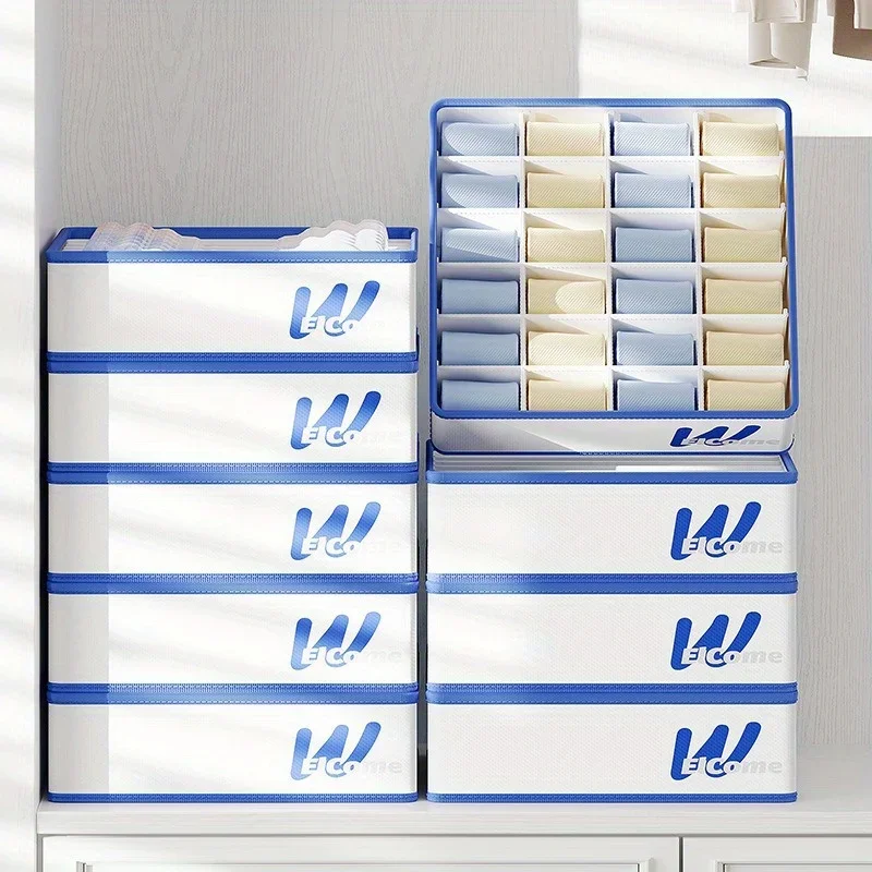 

3PCS Mesh Drawer Organizers Set - Foldable Wardrobe Storage Bins with 7/8/24 Grids | Underwear, Socks, Bras, Clothes Dividers