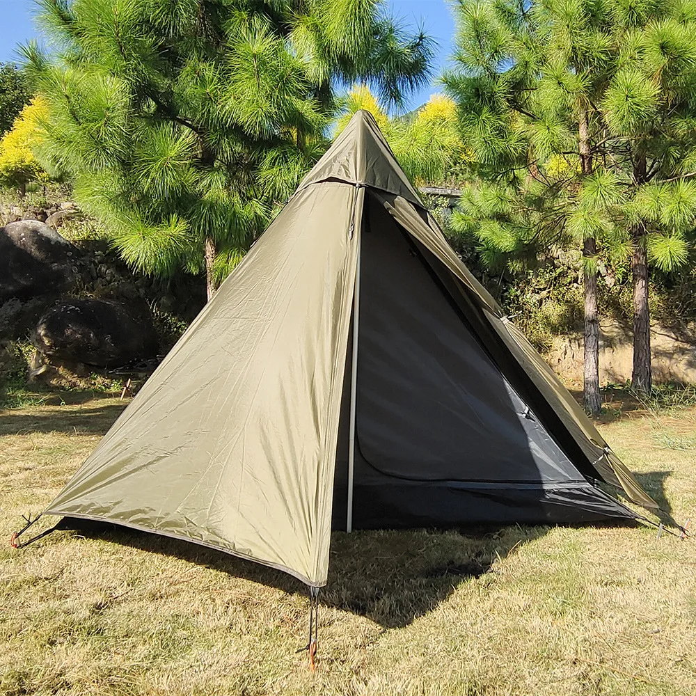 Outdoor single hiking tent camping ultra-light pyramid portable camping rain and sun protection mountaineering travel tent