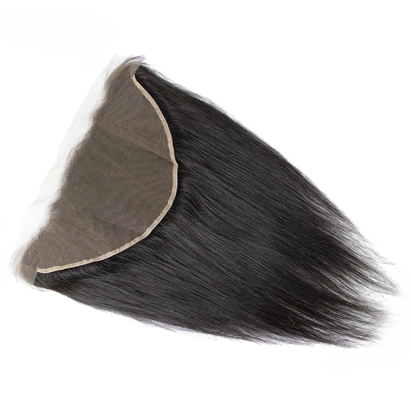 Cabello humano liso 13x6 Frontal de encaje Pre-arrancado 150% Densidad Extremo completo Color natural Cabello virgen brasileño 12-22 pulgadas