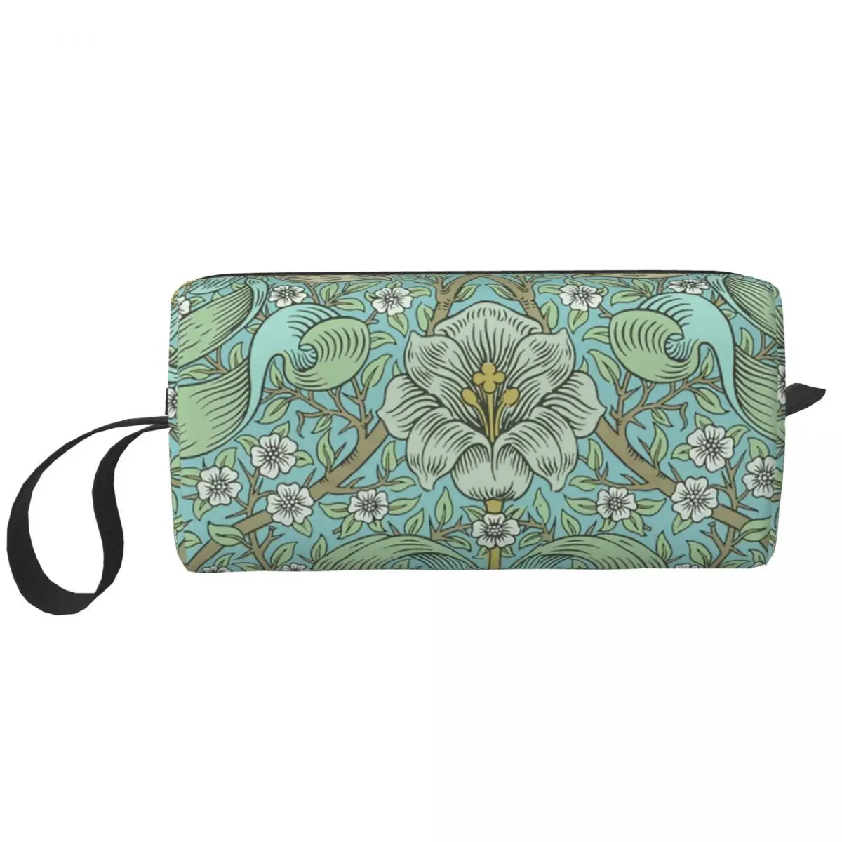 Travel Floral Textile Pattern By William Morris Toiletry Bag Makeup Cosmetic Organizer for Women Beauty Storage Dopp Kit Case