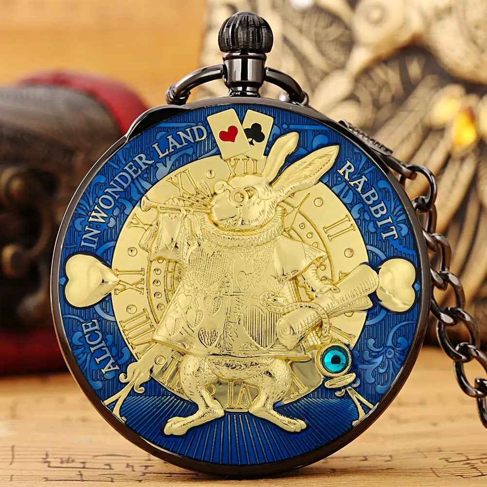 Genuine Bronze Pocket Watch Alice In Wonderland W/ Charm Christmas Birthday Gift f76e7d74-0218-43b8-ad68-  main image 3