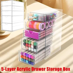 4/5-Layer Acrylic Drawer Storage Box Clear Desk Organizer Stackable Makeup Accessories Cosmetic Desktop Stationery Storage Rack
