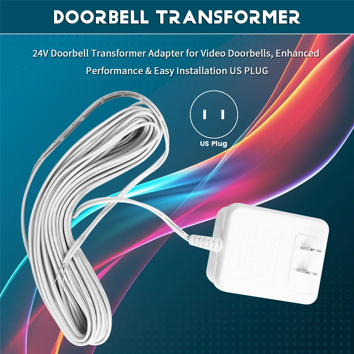 B34B-24V Doorbell Transformer Adapter for Video Doorbells, Enhanced Performance & Easy Installation US PLUG
