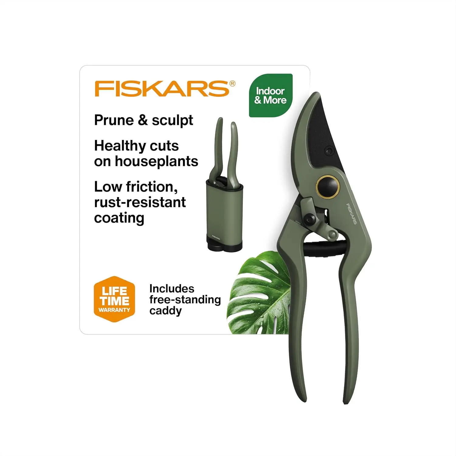 Podadora de plantas Fiskars Sculptor con diseño de derivación de precisión, mango ergonómico, revestimiento de hoja de baja fricción, cuidado de plantas de interior