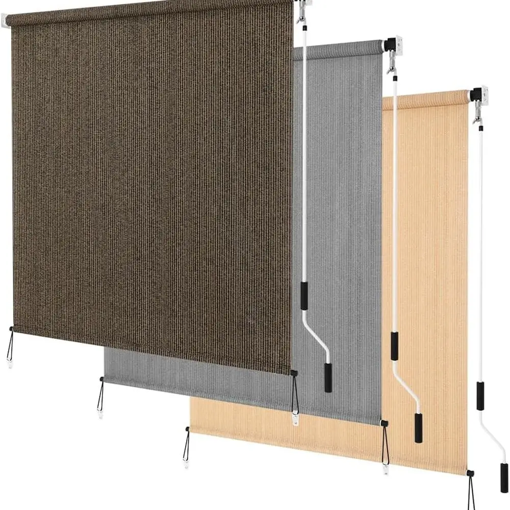 Cordless Outdoor Roll-Up Shade, 4ft x 6ft, 90% UV Block, Privacy Screen for Patios, Pergolas, Mocha