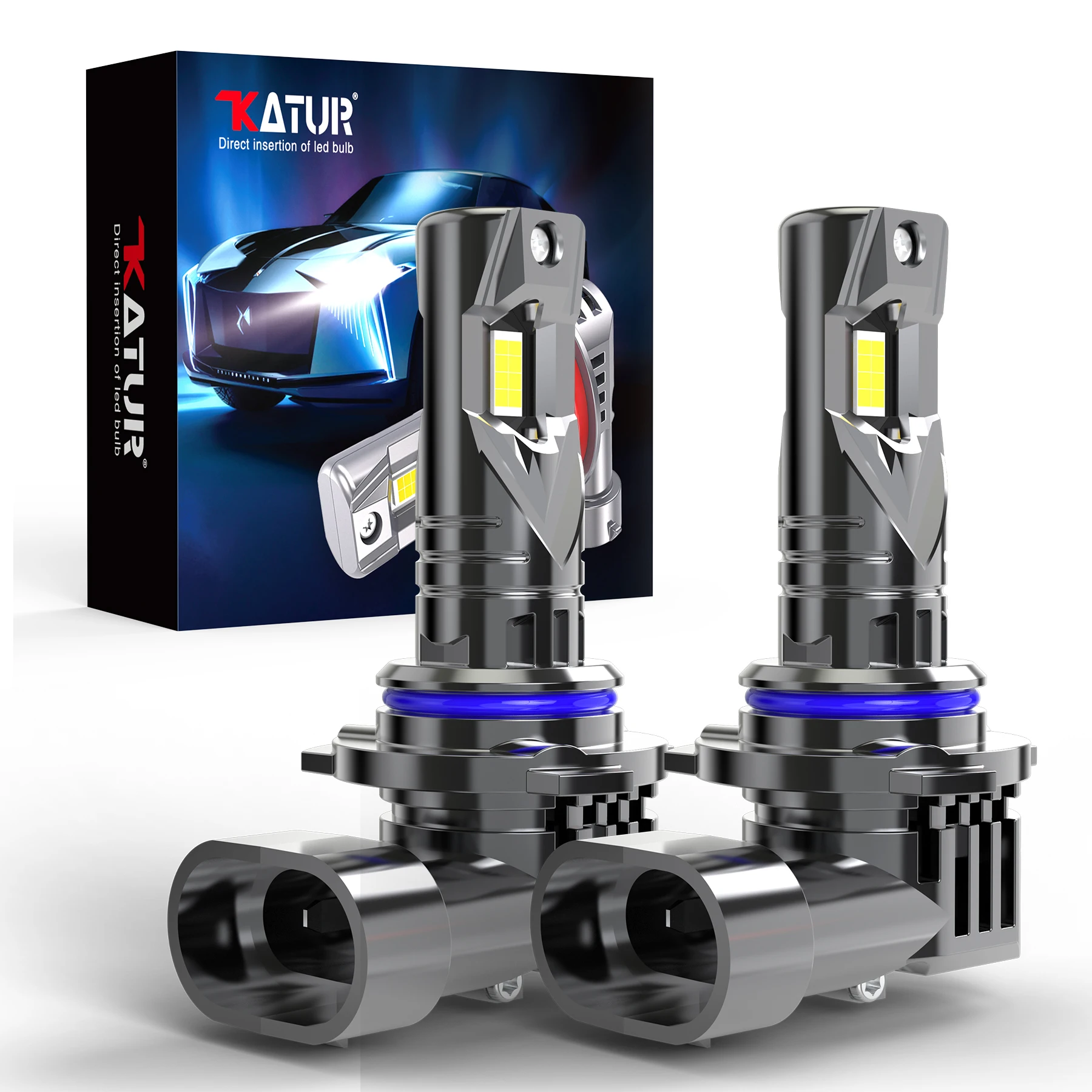 Image of Katur 2x HIR2 9012 Auto-LED-Lampen mit Lüfter, Weiß, Hochleistungs-Canbus-Tagfahrlicht 100W für Toyota Auris 2012 ~ 2018