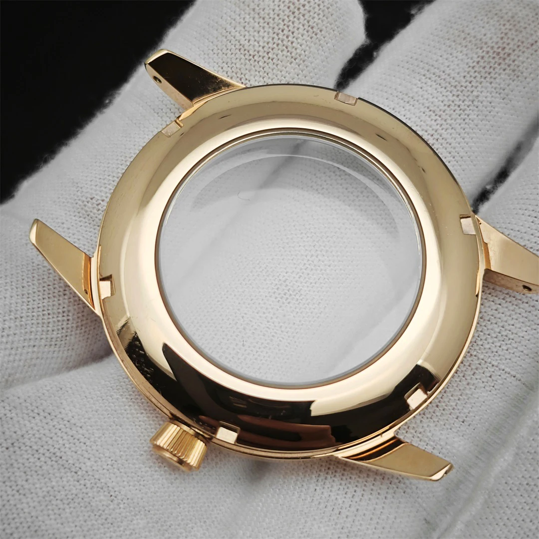 Arco caixa do relógio de vidro, Cocktail Case, Silver Rose Gold Steel Case, apto para NH35, NH36, 4R35A, 4R36A Movimento, Fits 35 milímetros Assista