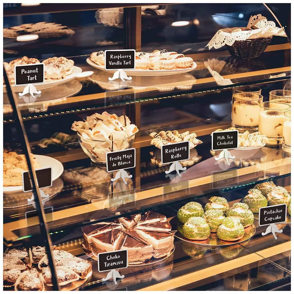 Pizarra pequeña blanca de doble cara, móvil, artesanía de madera, accesorio de boda, Bar, herramienta de escritura para el hogar y la Oficina, señal de exhibición, 10 Uds.