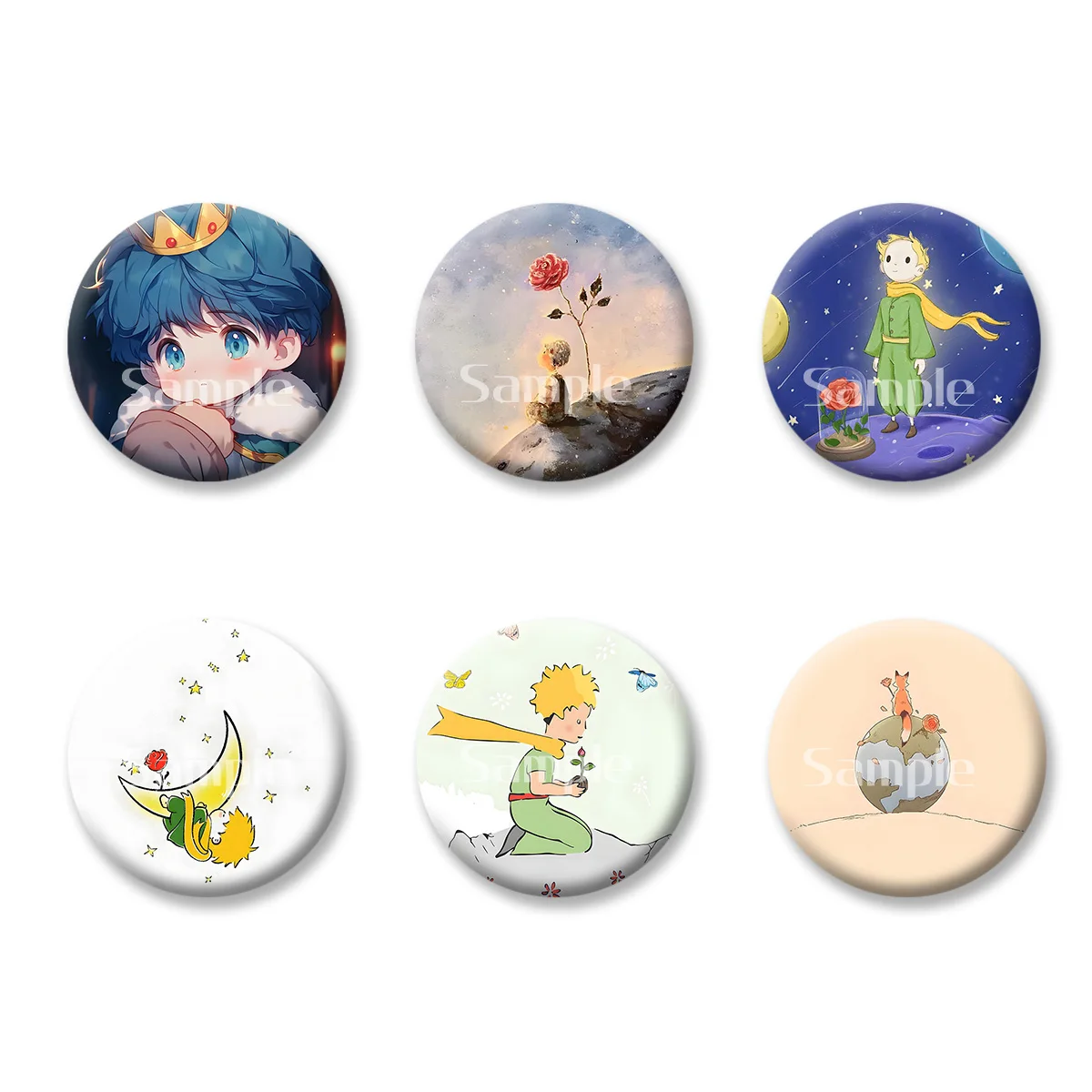 

The Little Prince Rose Fox Anime Cartoon Flash Badge Keychains Makeup Mirror Fridge Magnet ACG Goods Game Peripherals Toy Gift