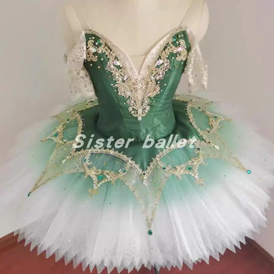 

2024 New Ballet Competition TUTU dress Esmeralda Variations Green gauze disc dress Paquita hand inspired competition gauze dress