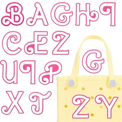 1/26pcs PVC Pink Greek 26Letters A-Z Charms for Beach Bag Women's Handbag Decoration Pinky Girls Travel Bag Accessories Charms