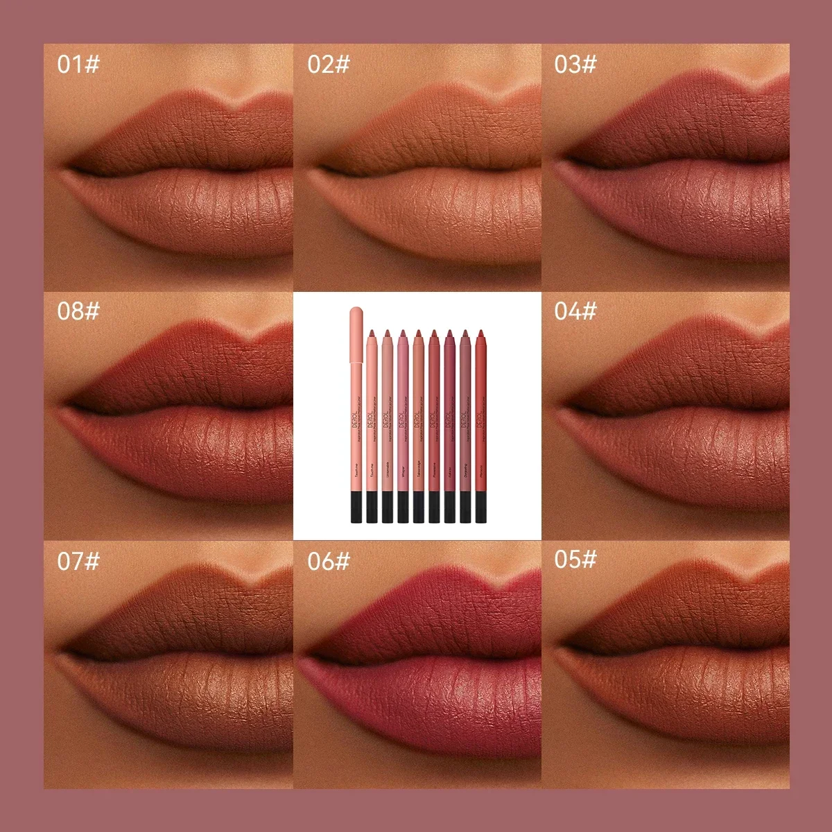 Lápis impermeável Matte Lipliner Sexy Red Contour Tint Batom Lápis duradouro Non-stick Cup Hidratante Lábios Maquiagem Cosméticos