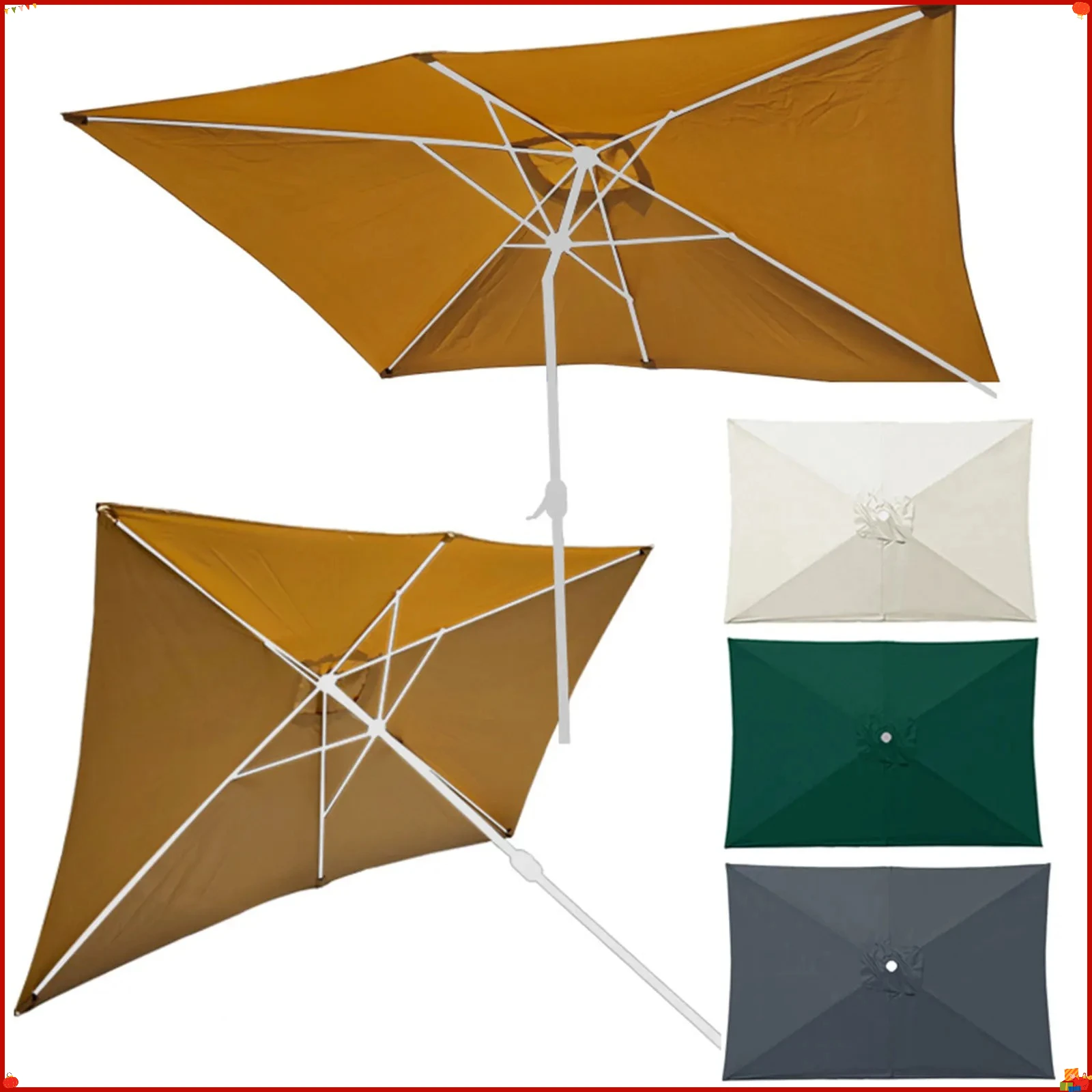 1 Pc Umbrella Replacement Canopy 200cmx300cm Waterproof Heavy Duty Easy to Install for Outdoor Use Home Deck Beige Block Dust