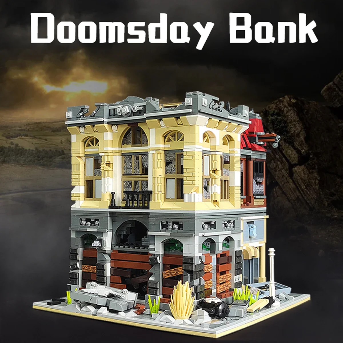 

Вид на улицу, банк Doomsday, строительные блоки, идеи MOC, сборка, украшение для рабочего стола, модель, наборы «сделай сам», кирпичи, 2835 шт., игрушки для подарков