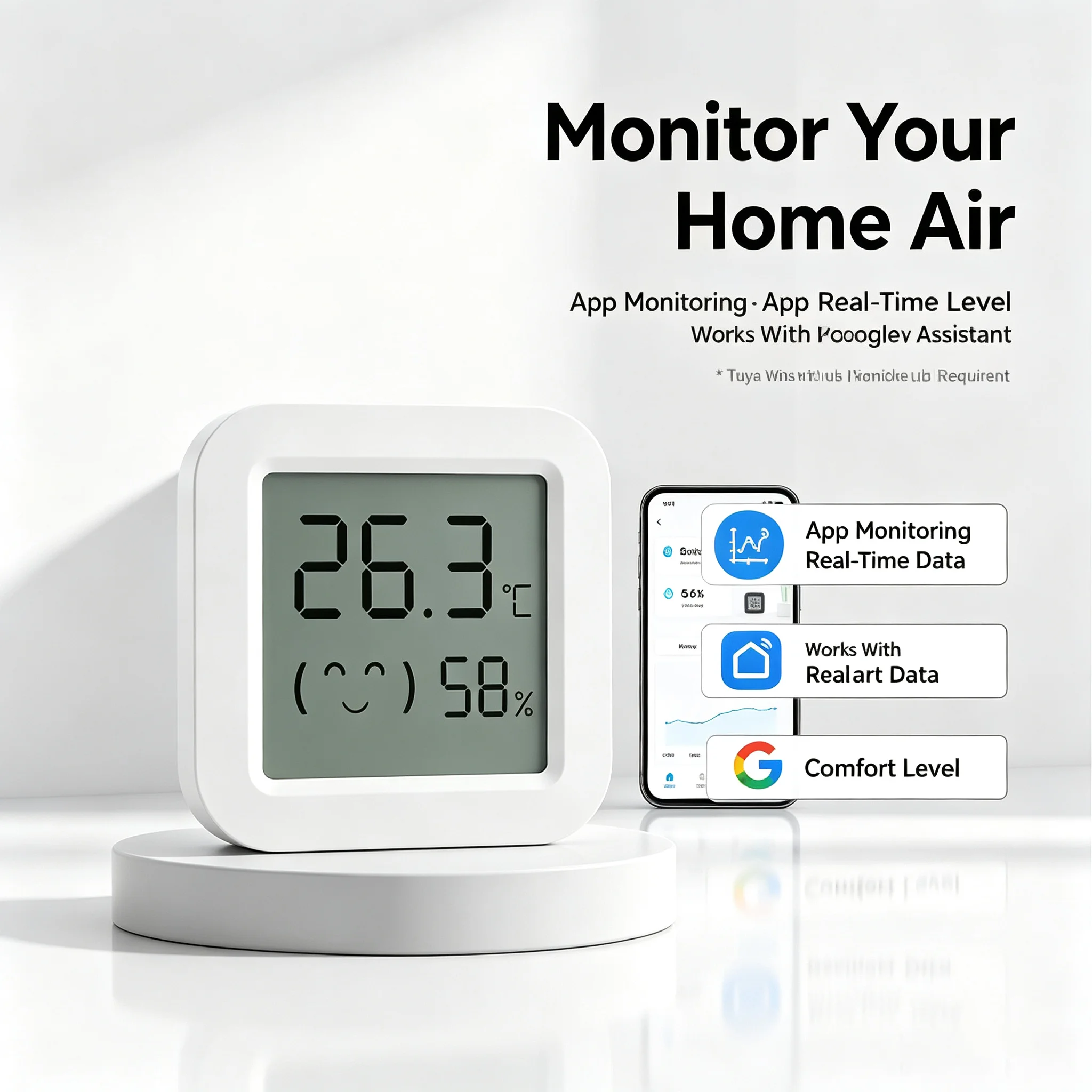 ZigBee Temperature Humidity Sensor For Smart Home With Mini LCD Screen-Works With Tuya SmartLife Yandex  Alexa