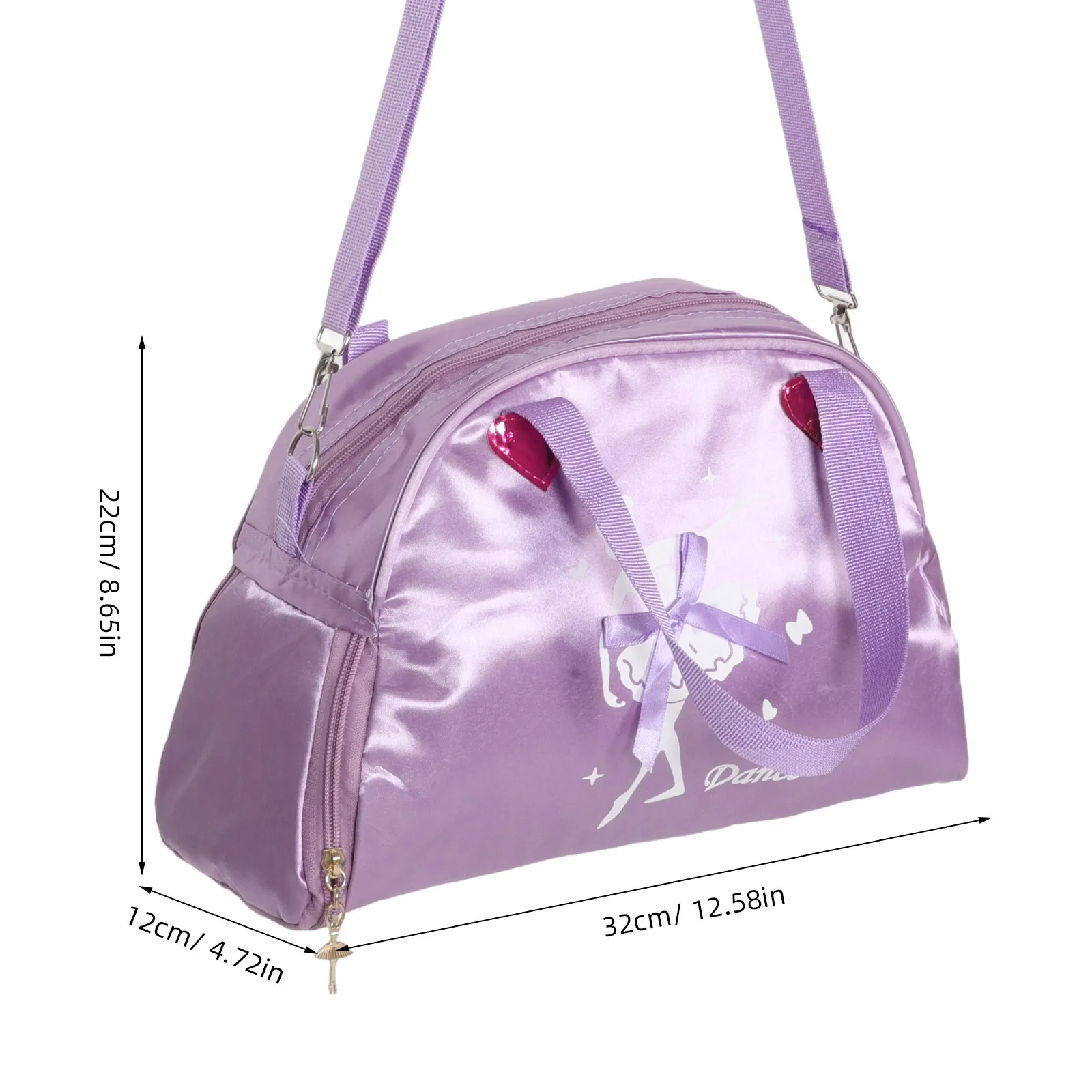 لطيف حقيبة الرقص القلب الترتر الباليه النعال تخزين علب الاغذية منشفة الباليه اكسسوارات الرقص على ظهره #2