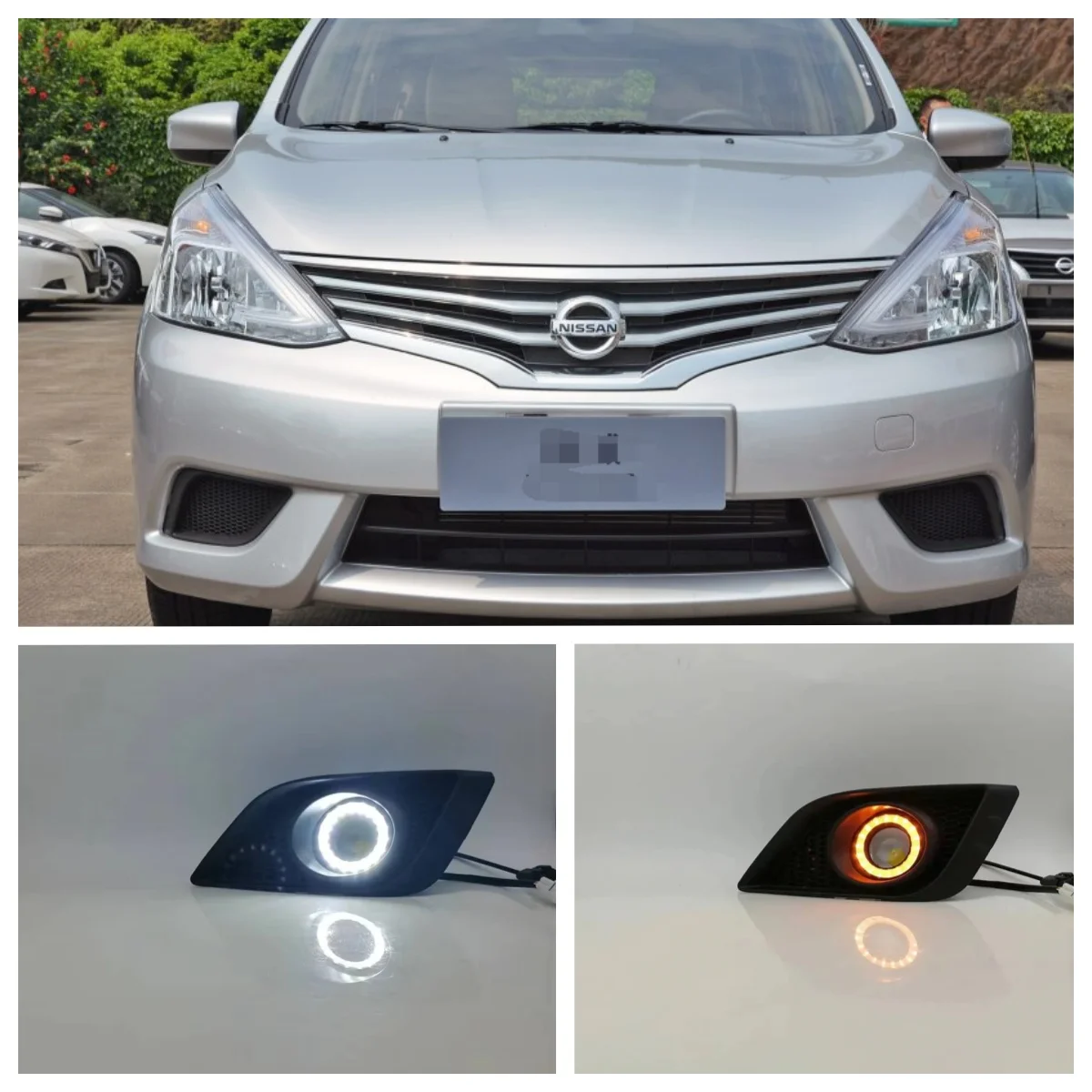 

LED Fog Lights Assembly For Nissan Livina 2013 2014 2015 2016 Dual Color Angel Eye Daytime Running Lights Fog Lamp Accessories