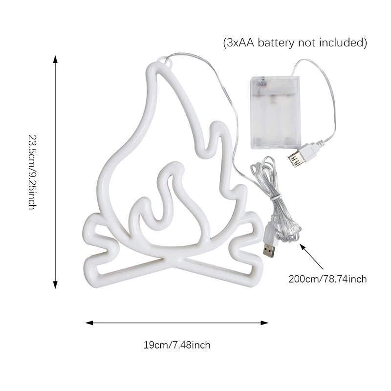 Sinal de néon, grande brilhante e dimmable, colorido led neon flame light, usb powered, para videogame, sala, decoração da parede