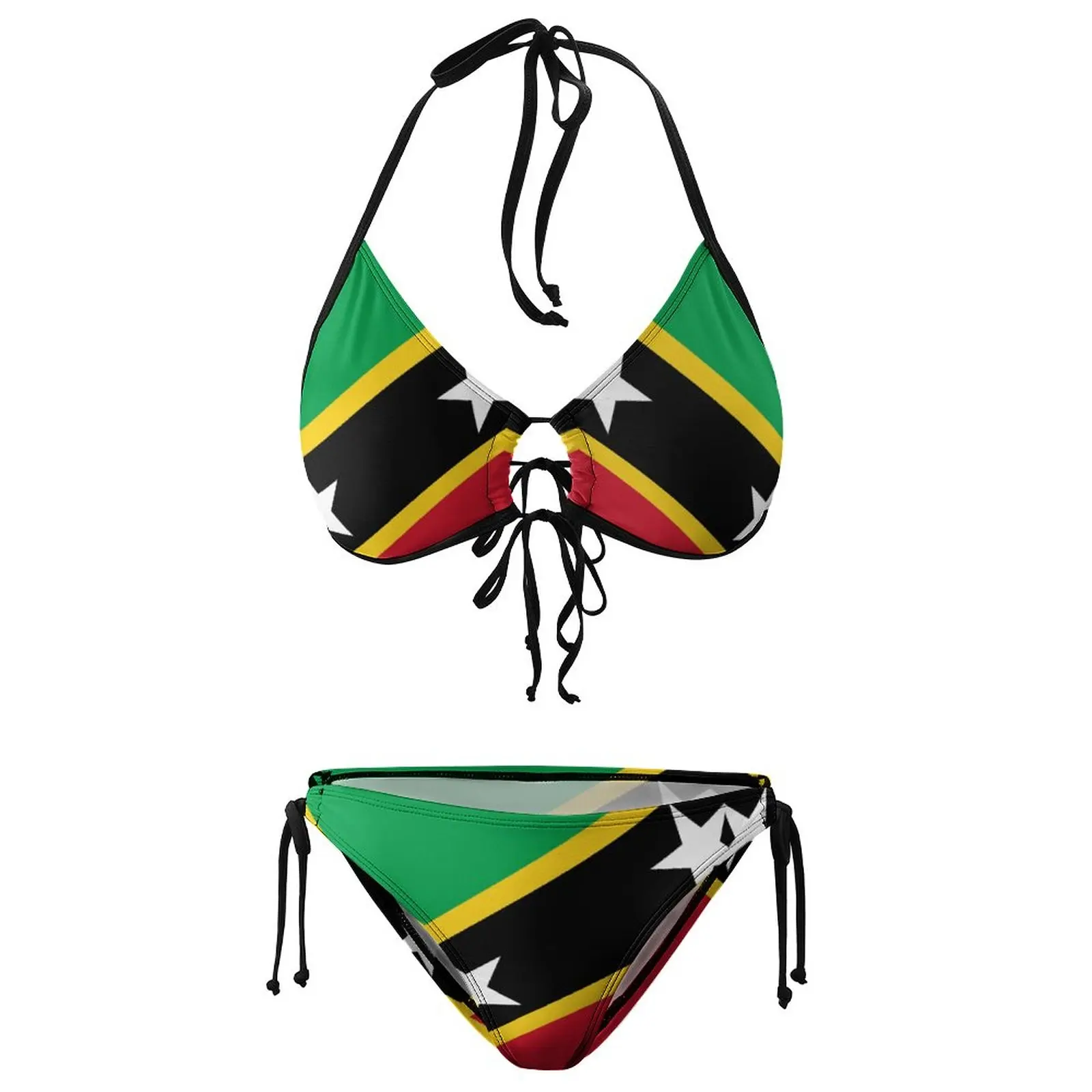 St. Kitts And Nevis Flag Bikini Unique Exotic Women\'s Bikinis Graphic Beachwear Vintage Swimsuit