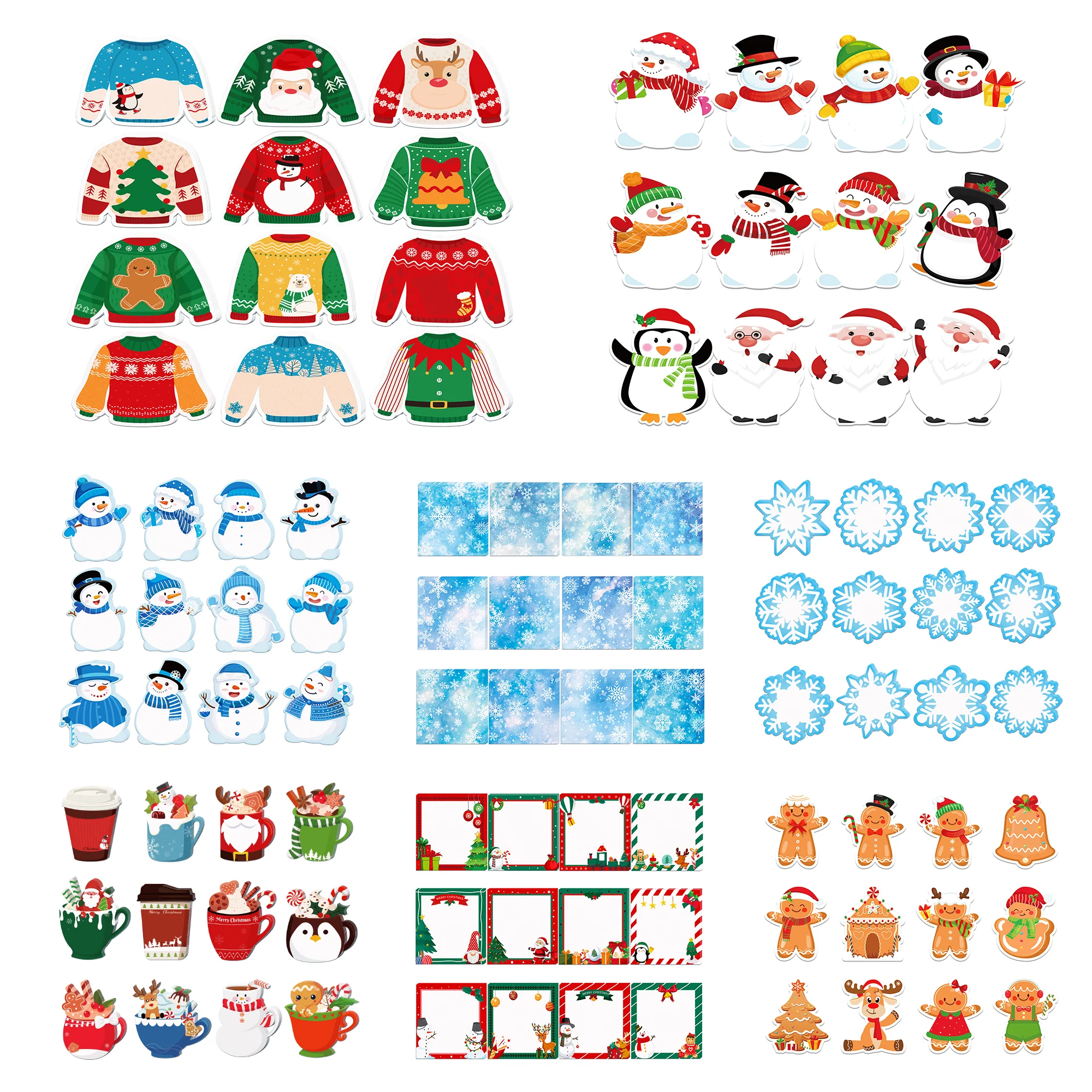 12/24 Stück Weihnachten Haftnotizen Notizblock Weihnachtsmann Schneeflocke Lebkuchen ‌   Muster Notizblock Kühlschrank Memo Buch Partyzubehör