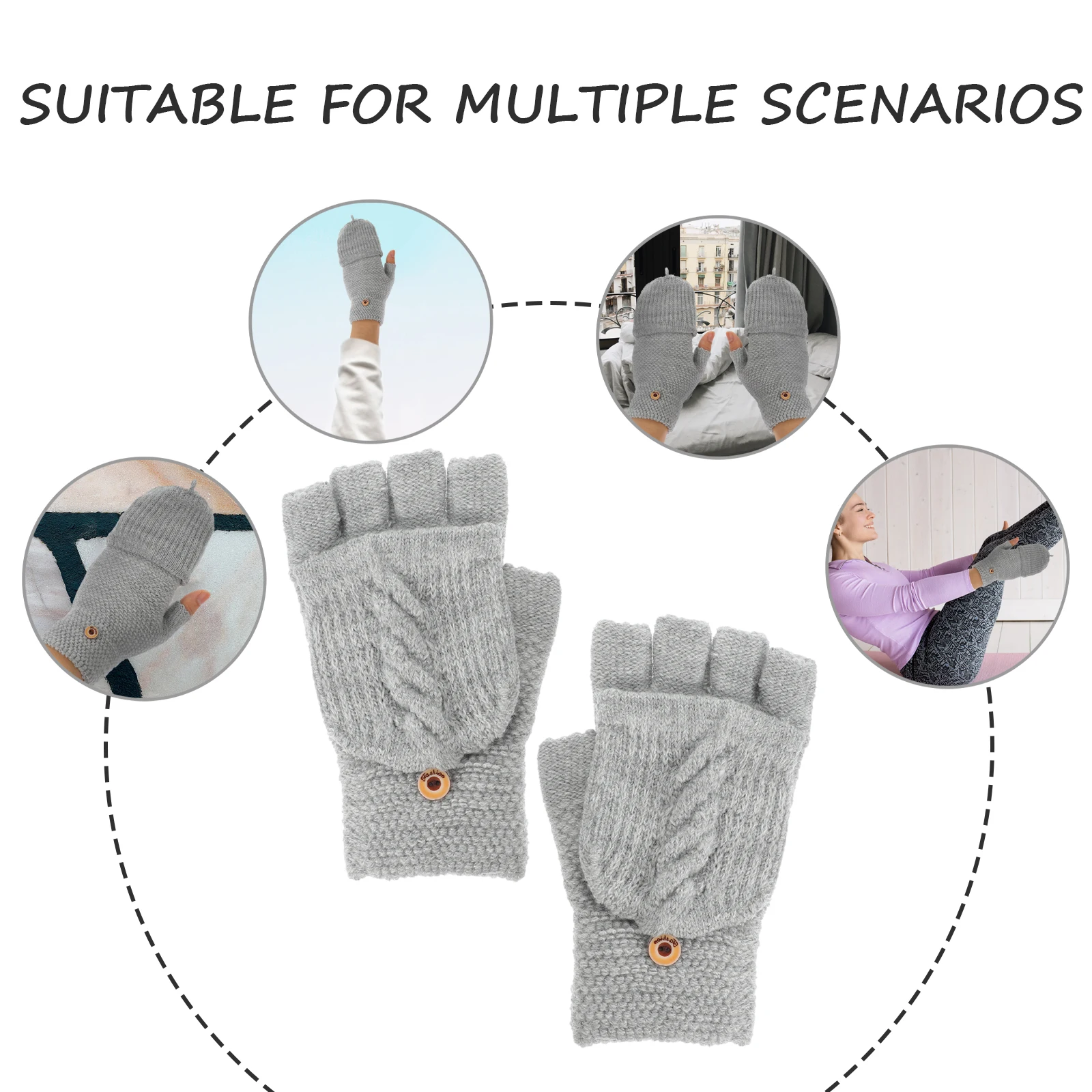 

Fingerless Thermal Gloves Convertible Mittens for Women Warm Black Winter Riding Gloves fingerless gloves for women cold weather