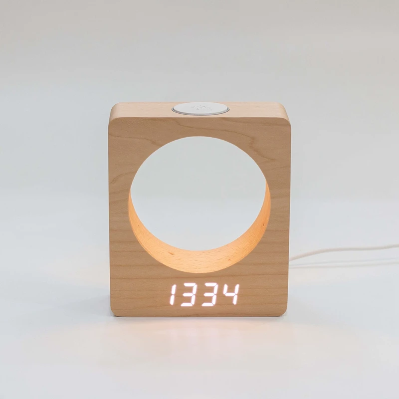 Digital Wooden LED Alarm Clock Made Of Solidwood With Night Light 3 Alarm Settings Temperature Detect For Bedroom