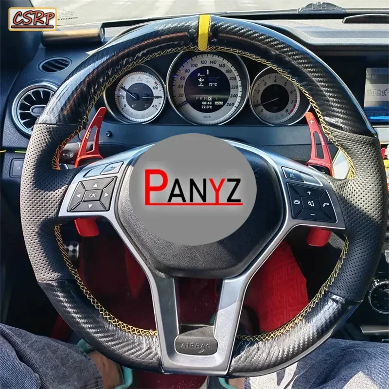 car Steering Wheel Cover for Mercedes Benz C350 C300 CLA250 CLS550 E250 GLA45 AMG SLK250 SLK300 SLK350 DIY Carbon Fiber Style