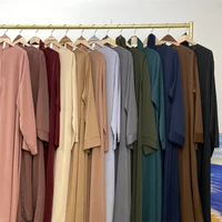 Nouvelle robe Abaya musulmane pour femmes, vendue à Dubaï au Moyen-Orient, robe islamique en tissu filet de couleur unie, robe longue en dentelle 1