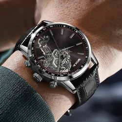 2025 New Fashion Watch Men Tiger Watches Casual Leather Band Analog Quartz Wristwatches Men Montre Homme Reloj Hombre