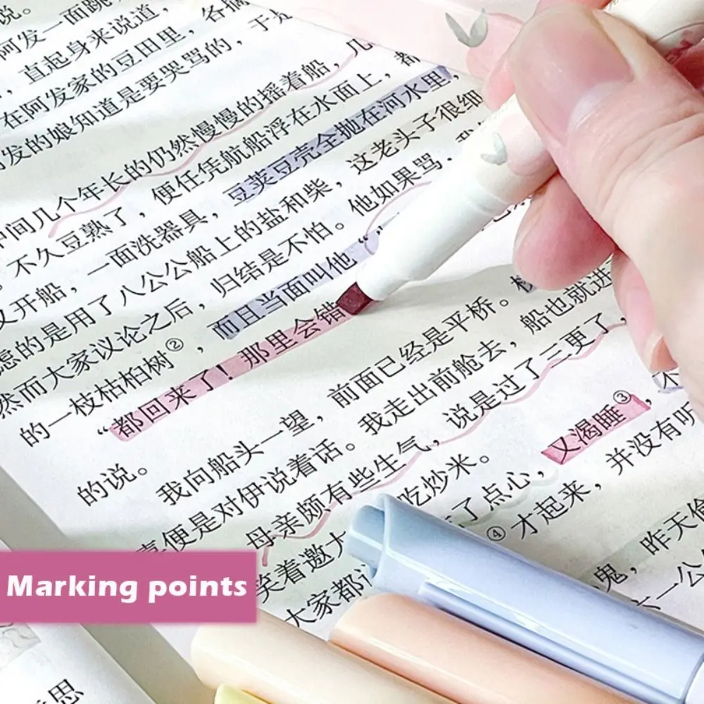 

4pcs Simple Soft Head Highlighter Eye Protection Pastel Color Fluorescent Pen Kawaii Stationery Color Marker Pen Art Painting