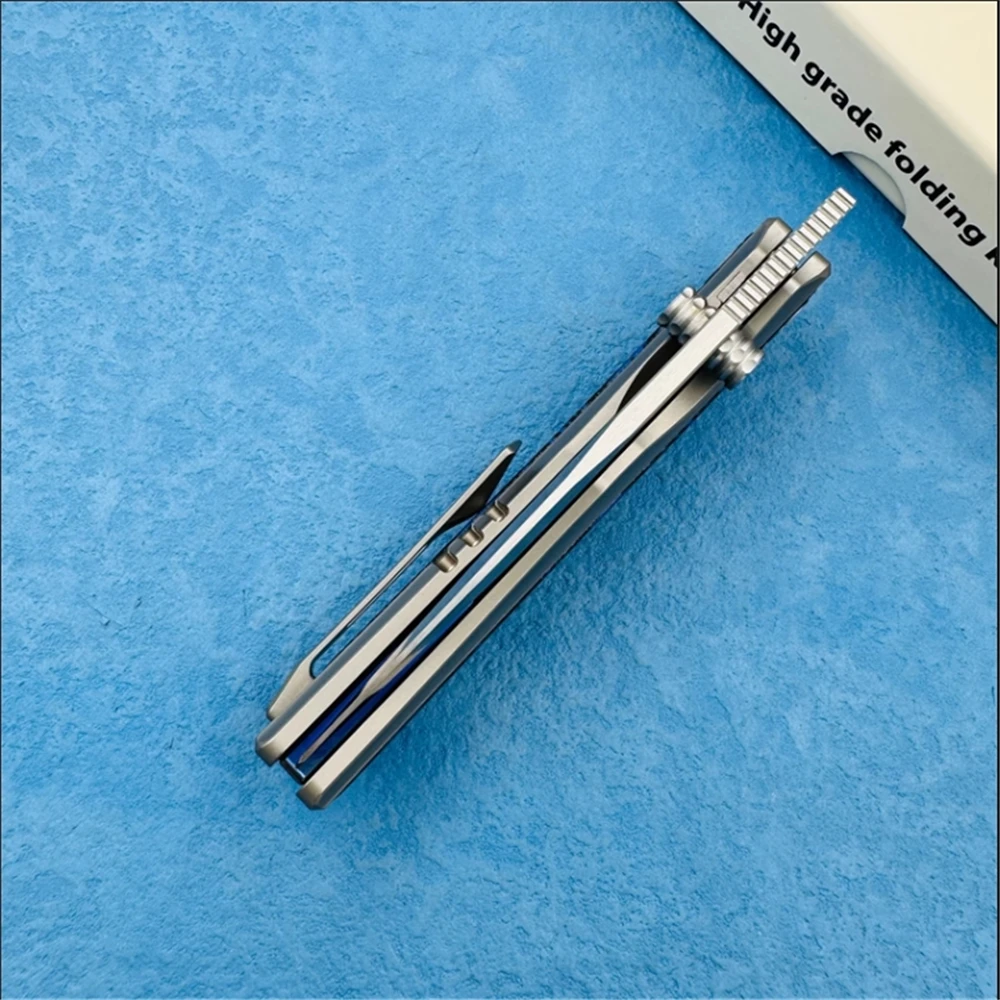 M390 الصلب سكين للفرد سبائك التيتانيوم مقبض تحمل نظام في الهواء الطلق بقاء سكين صيد التخييم التنزه الدفاع أداة