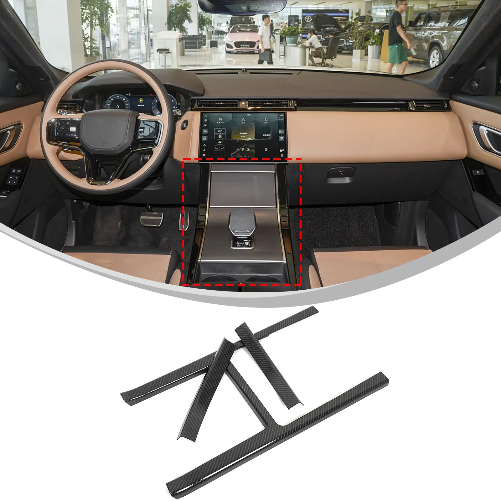 ABS Carbon Style Car Center Console Side Frame Trim For Land Rover Range Rover Velar 2024+ Central Control Side Cover Kit
