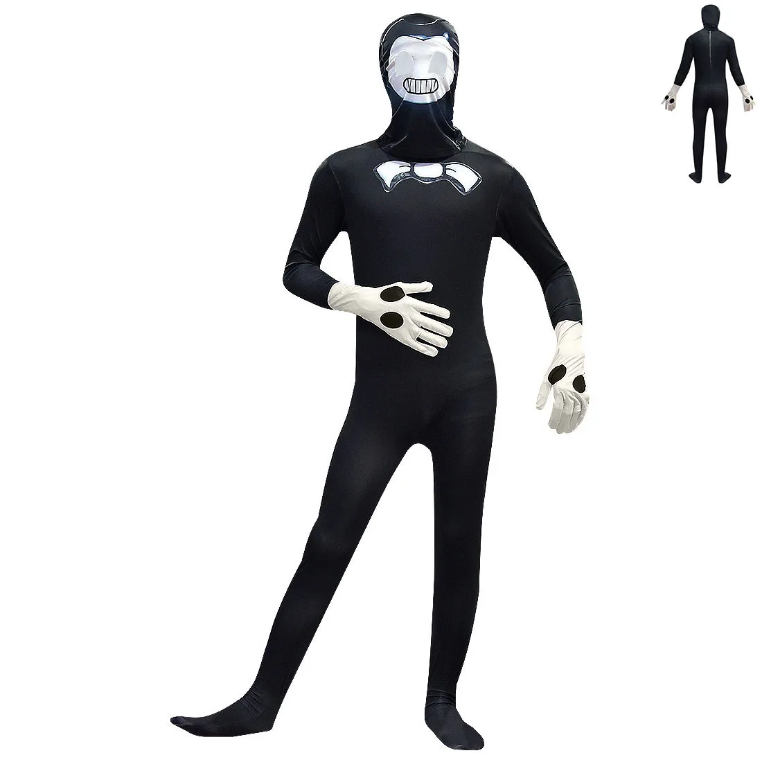 Bendy Costume for Kids Deluxe Official Bendy and The Dark Revival Costumes with Mask and Bowtie