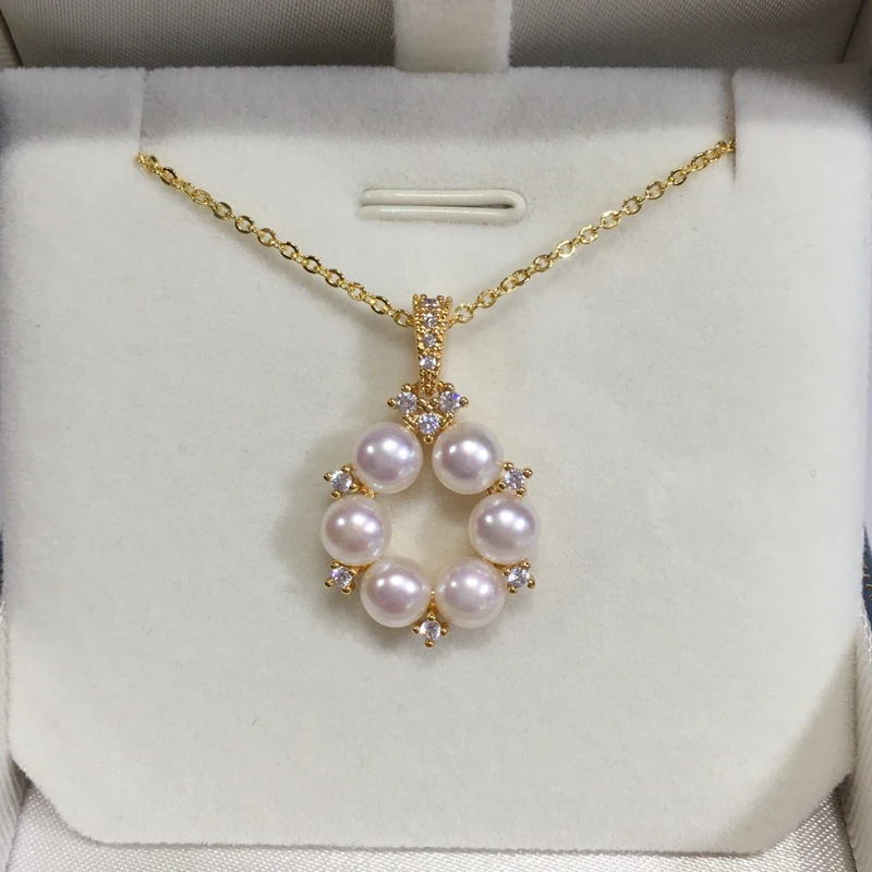 ZHBORUIN 2024 New 100% Real Natural Freshwater Pearl Necklace Mini Pearl Jewelry Wreath Pendant Chain For Woman Girl Gift