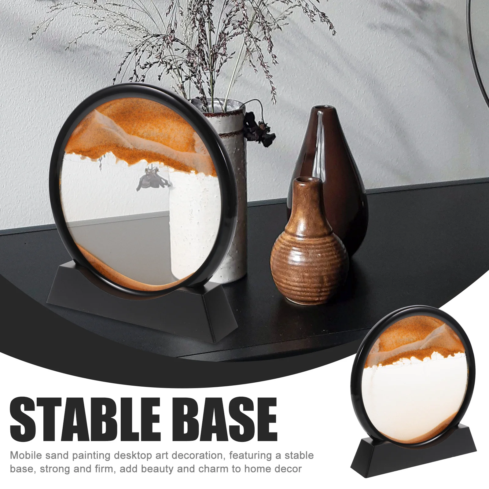 Reloj de arena 3D, pintura de arena movediza, decoración de escritorio, imagen artística de arena móvil, estantería para sala de estudio y oficina