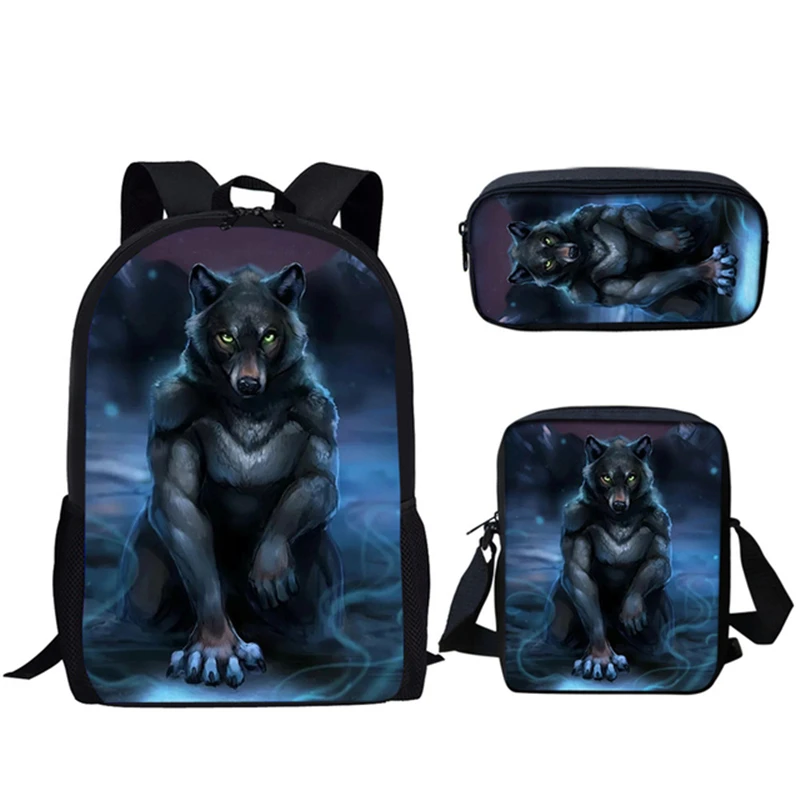 

Trendy Youthful Tiger Lion leopard Bear 3D Print 3pcs/Set Student Travel bags Laptop Daypack Backpack Shoulder Bag Pencil Case