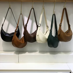 Simple Design Dumpling Shoulder Bags Women Texture Leather Large Capacity Solid Versatile Handbags Street Vintage Crossbody Bag