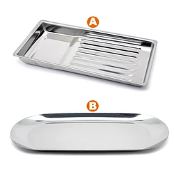 Dental Stainless Steel Medical Tray Rectangular Disinfection Plate Metal Placement Box Dentistry Lab Instrument Tray