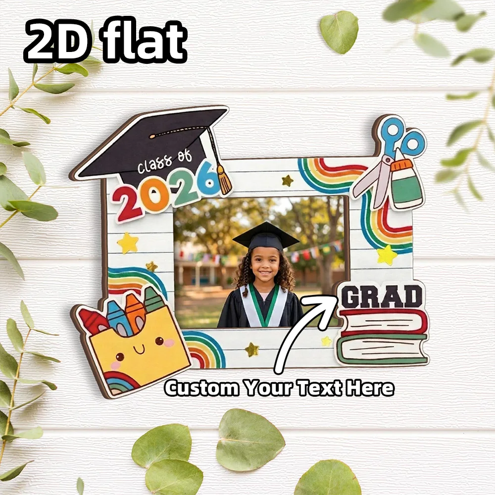 Personalized Graduation Wood Frame for Class of 2026, Custom Photo Keepsake for Preschool and Kindergarten Completion