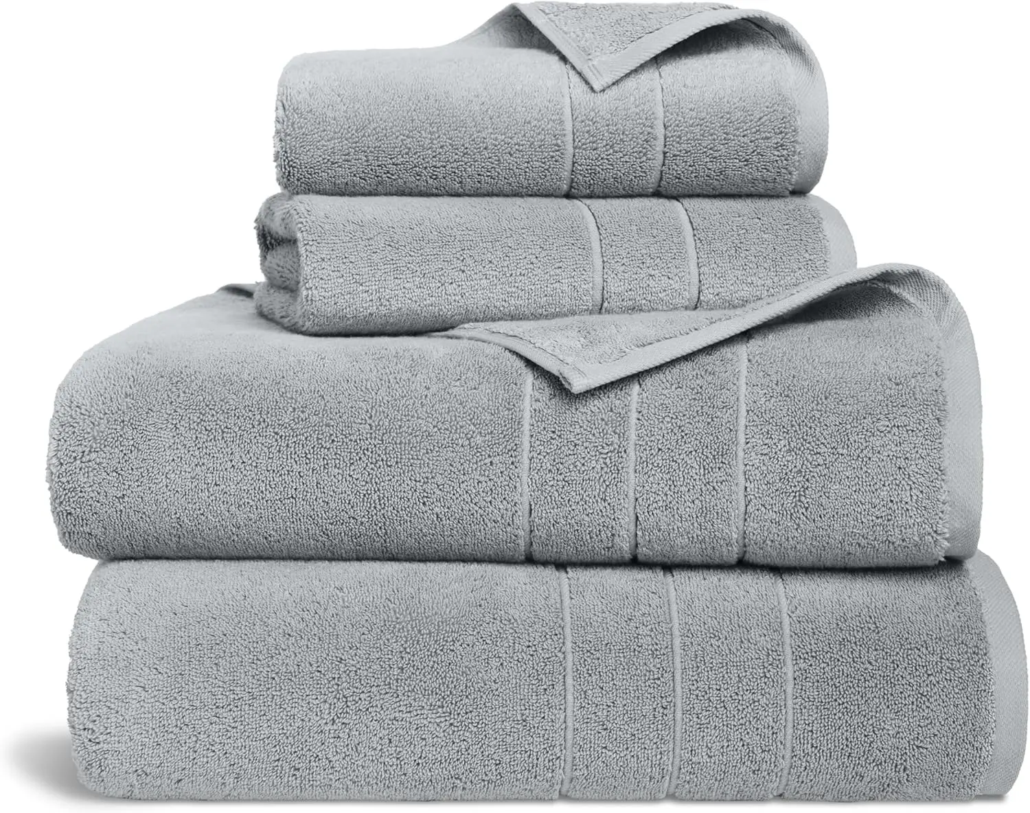 

Super-Plush Turkish Cotton Bath Sheet Set - Set of 2 Bath Sheets + 2 Hand Towels Smoke Grey 100% Cotton | Best Luxury Spa Towels