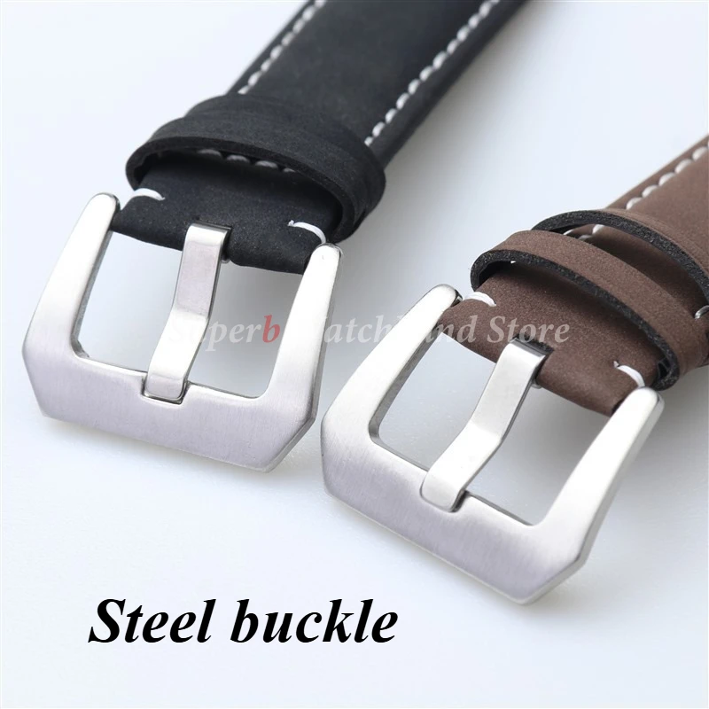 Винтажный кожаный ремешок для часов Panerai 20 мм, 22 мм, 24 мм, браслет, коричневый матовый ремешок для часов для женщин и мужчин, быстросъемный ремешок на запястье