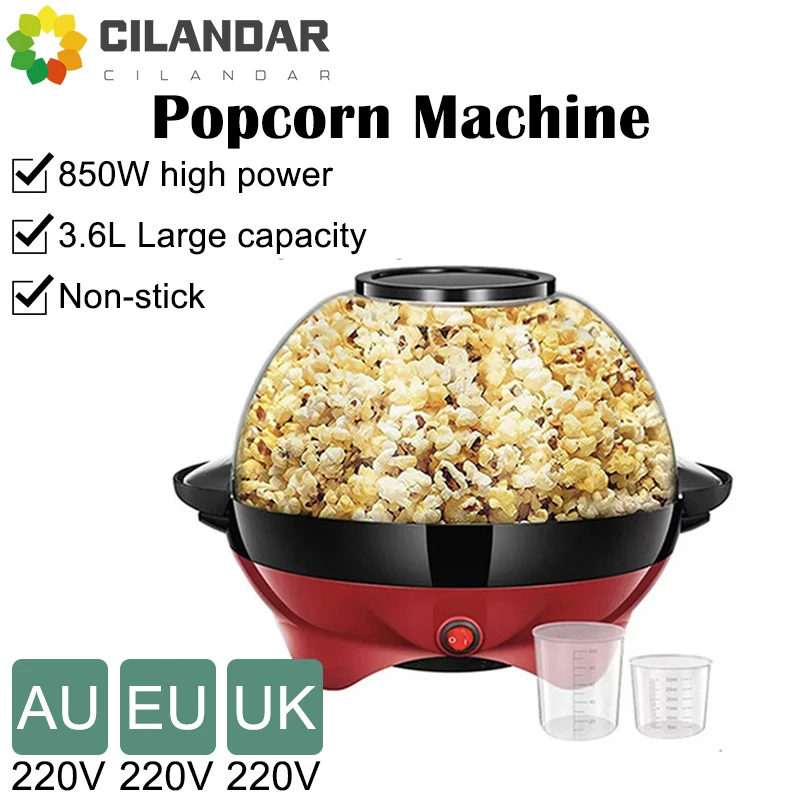 

2024 Household 850W electric popcorn machine automatic hot Pipoqueir machine Home-made Diy Popcorn Movie Snack Sonifer Popper