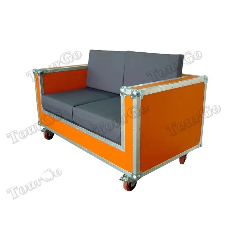 Custom Mobile 2 Seat Sofa Flight Case With Yellow Color