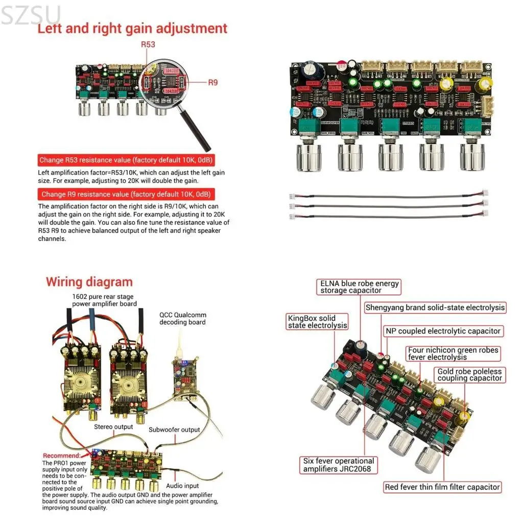 

SZSU Audiophiles PRO1 HIFI Preamp Tone Board JRC2068D Чип для персонализированного звука