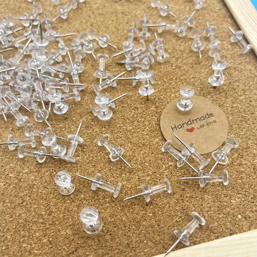 20/50/100pcs  Push Pins Transparent Thumb Tacks With Plastic Box Home Office School Craft Projects Cork Board Photo Wall Bulleti