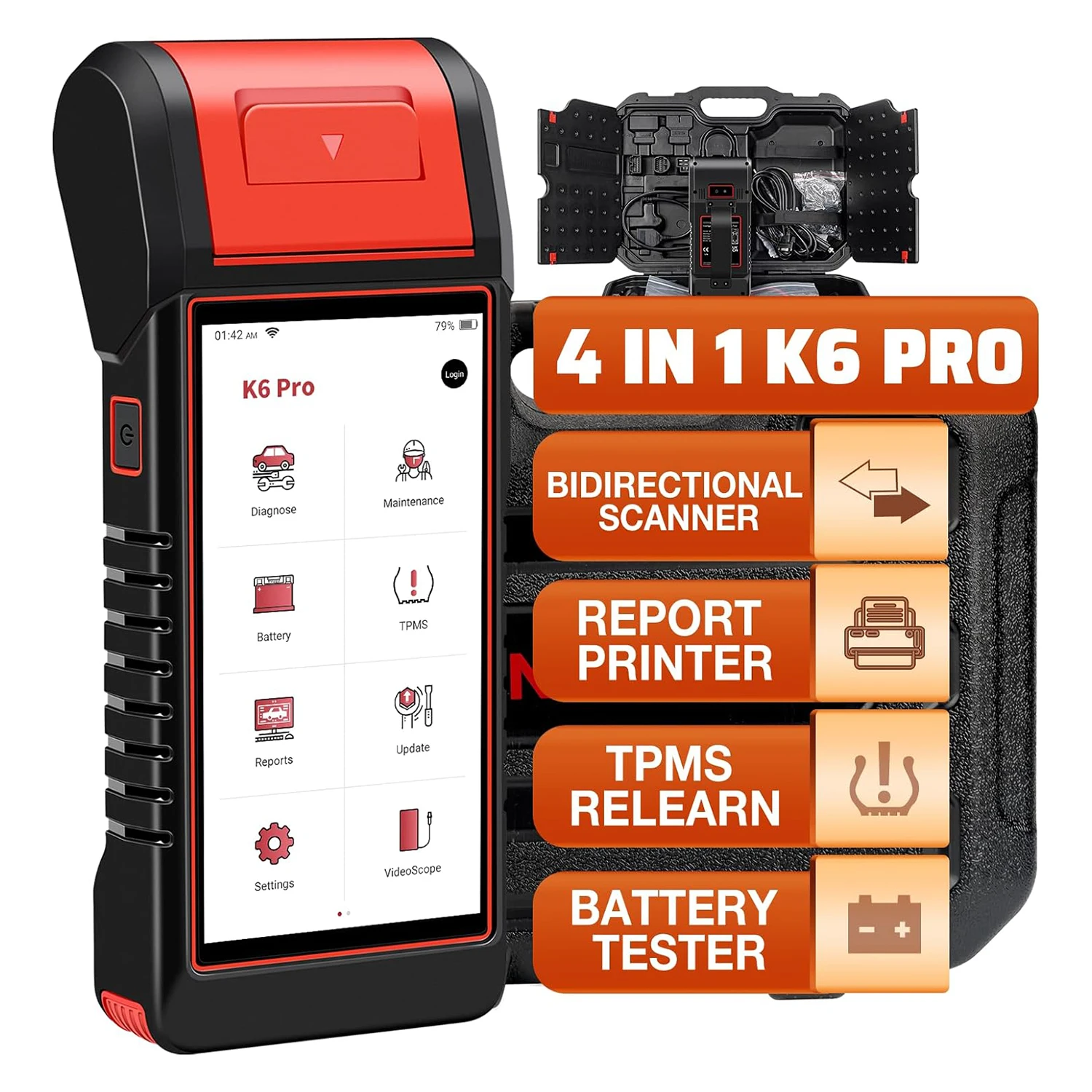 

K6 PRO 4 in 1 Full System Bidirectional OBD2 Scanner Diagnostic Tool With TPMS Function ECU Coding Machine
